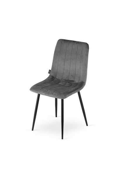 JollyMag Scaun bucatarie/living, Artool, Lava, catifea, metal, gri si negru, 43x51x90 cm