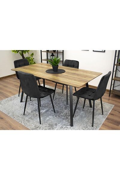 JollyMag Scaun bucatarie/dining, Artool, Kara, catifea, metal, negru, 44.5x50.5x87 cm
