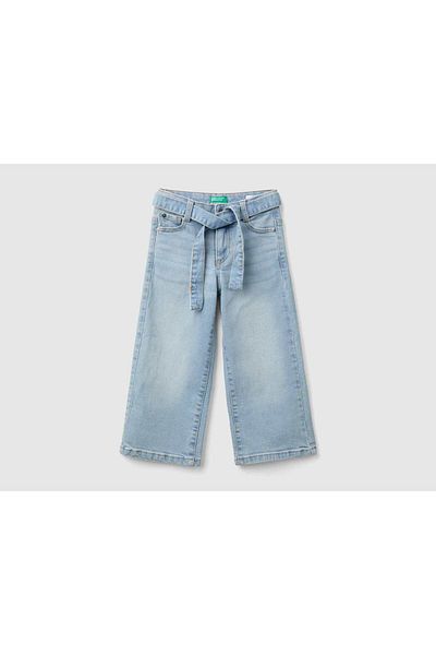 United Colors of Benetton Girls' Long Jeans with Waist Belt