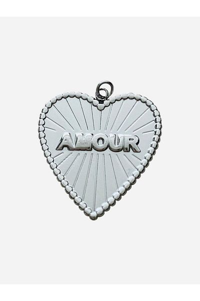 312 KONSEPT Amour Written Steel Heart Figure Steel Silver Color Pendant 3 cm 1 Piece