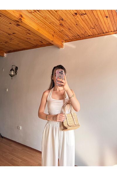 emelimin Women's Mink Straw Shoulder Strap Hand and Arm Bag