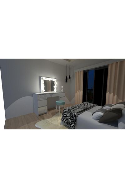 JollyMag Dressing table/makeup table, glossy white, with mirror and LEDs, Vanessa, 130x43x143 cm