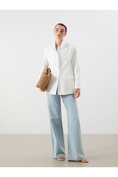 LC Waikiki Jachetă Blazer pentru femei Brode ajurata sezon nou - S5RA79Z8