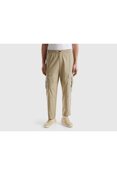 United Colors of Benetton 100% Cotton Drawstring Waist Cargo Pants with Large Pocket