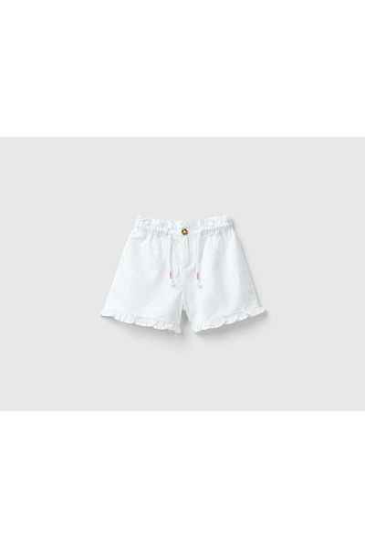 United Colors of Benetton Girls' Ruffled Hem Gathered Waist Shorts
