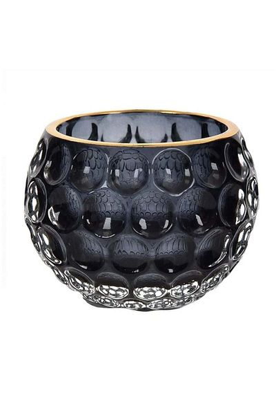 PUFO Suport decorativ pentru lumânări din sticlă Elegant, 7,6 cm, negru