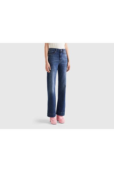 United Colors of Benetton Women's Wide-Leg Long Jeans