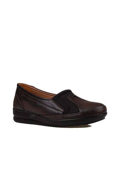 m2s Brown Genuine Leather Orthopedic Mother Shoes