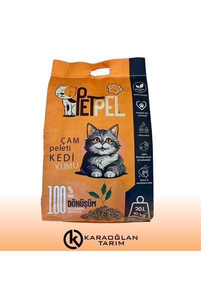 Petpel Doğal Çam Peleti Organik Kedi Kumu Kendi Ambalajında Topaklanmayan 20 ...