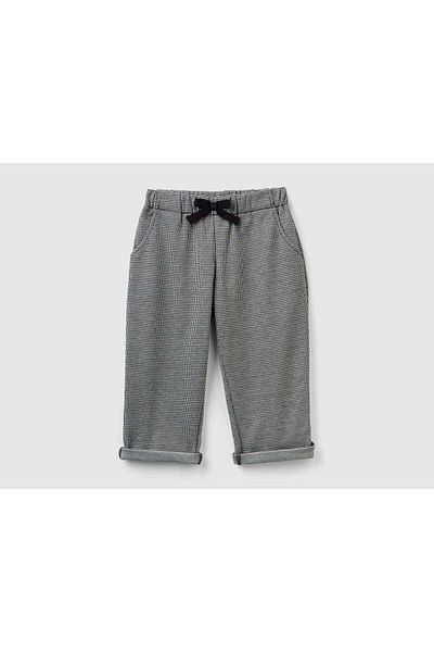 United Colors of Benetton Girls' Houndstooth Pattern Pants with Bow