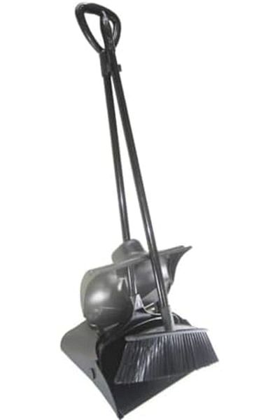 MOONLİGHT Long Handle Dust Pan with Broom, Black