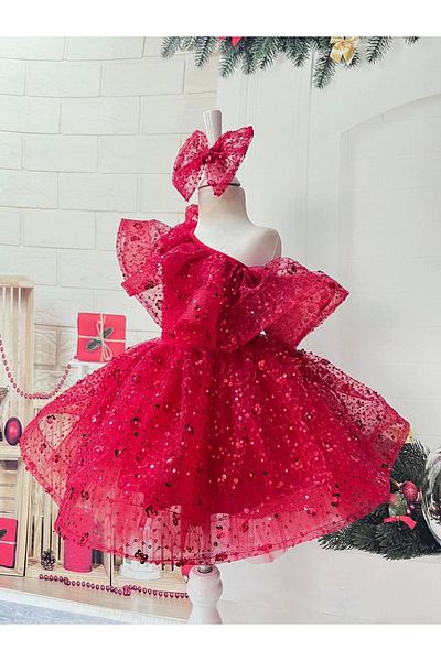 Nissa Red Open Shoulder Girl's Dress Evening Dress