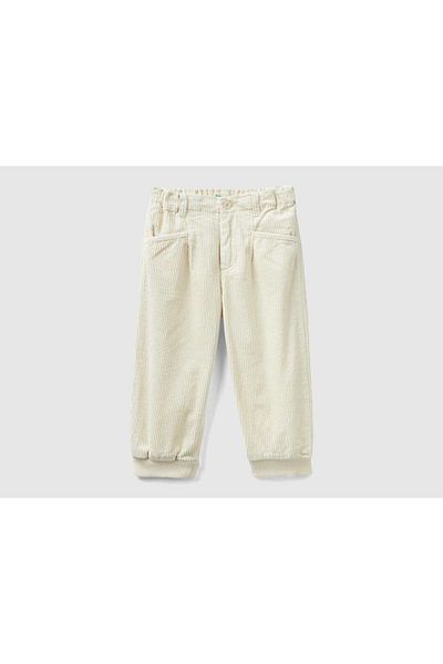 United Colors of Benetton Kids' Long Ribbed Velvet Pants with Elastic Legs