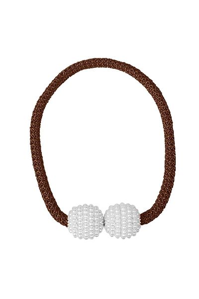 PUFO Șnur de strângere cu mărgele pentru draperii sau perdele cu magnet, maro
