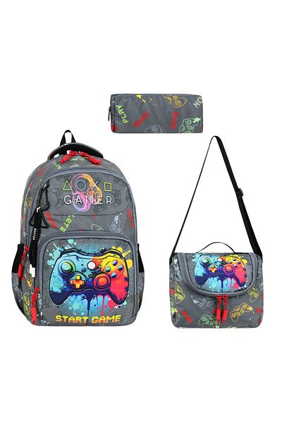 YİGİT BUTİK Yigit Butik Gamer Printed 3-Piece Boy's School Bag