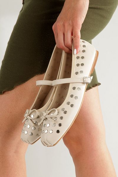 Ayakkabı Podyumum ''Dilay'' Skin Skin Blunt Toe Orthopedic Trock Helmet Mustache Bow Flat Bottom New Season