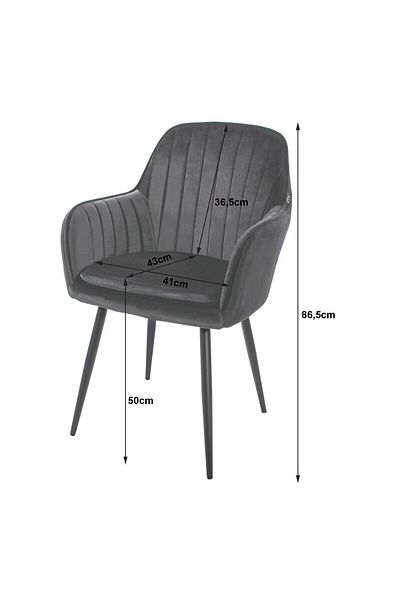 JollyMag Set 2 scaune bucatarie/living, Artool, Lugo, catifea, metal, argintiu si negru, 57.5x56.5x86.5 cm