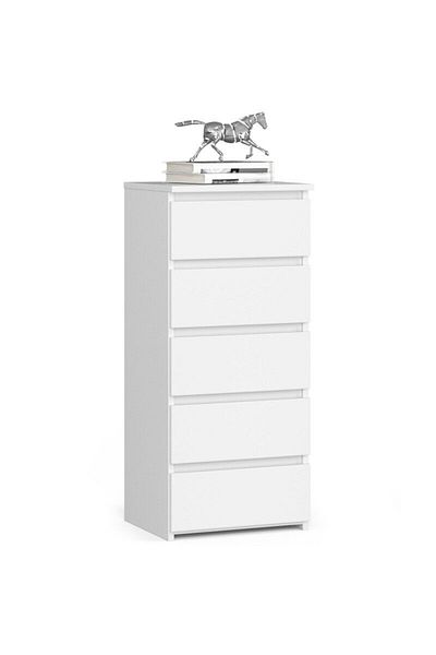 JollyMag Comoda, placa laminata, 5 sertare, alb, 40x35x92 cm