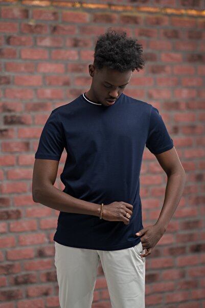 nehir by ahmet fulker Μπλουζάκι με λαιμόκοψη Mercerized βαμβακερό λεπτό ύφασμα κανονική εφαρμογή