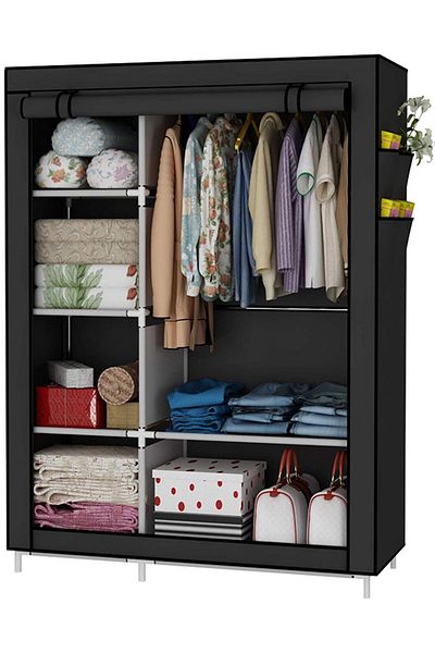 Primo Plus Roman Gifts Fabric Wardrobe, Black Fabric Closet