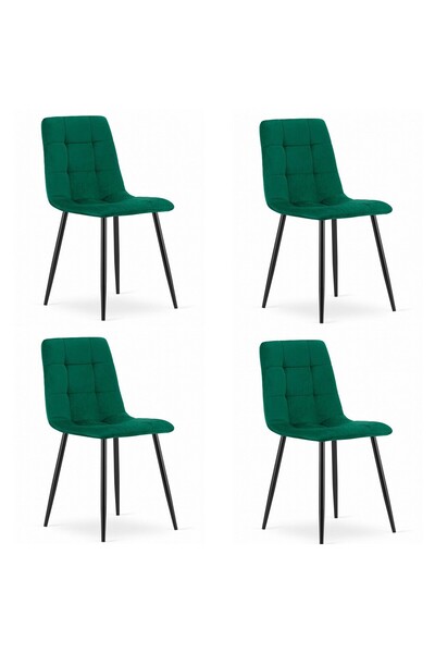 JollyMag Set 4 scaune bucatarie/living, Artool, Kara, catifea, metal, verde s...