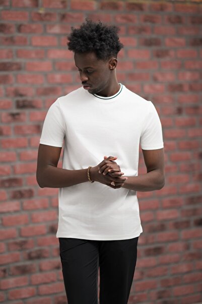 nehir by ahmet fulker Μπλουζάκι με λαιμόκοψη Mercerized βαμβακερό λεπτό ύφασμα κανονική εφαρμογή