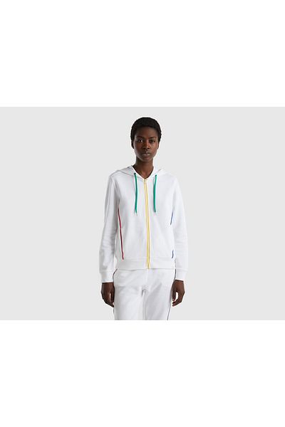 United Colors of Benetton Women's Cotton Zip-Up Hoodie with Hood