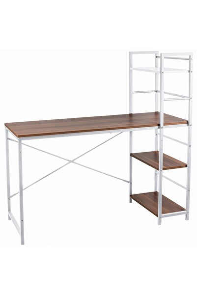 JollyMag Birou calculator, Jumi, pal melaminat, otel, 3 rafturi, natur si alb...