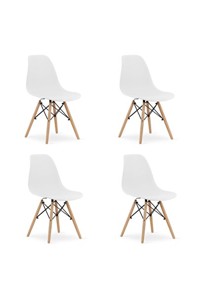 JollyMag Set 4 scaune stil scandinav, Artool, Osaka, PP, lemn, alb, 46x54x81 cm