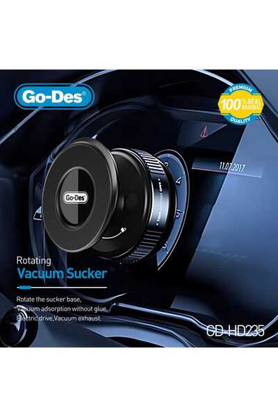 Go-Des Goodies 360 Degree Rotating Electric Magnetic Phone Holder with Suction Base, One-Handed Use
