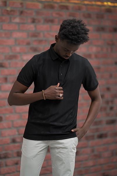 ADVANTE Tricou cu gât polo cu dungi din Lycra cu croiala normală