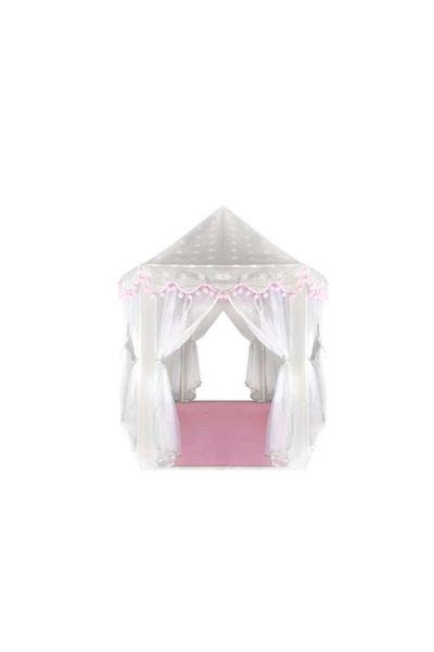 KRUZZEL Play Tent for Kids with Curtains, Pink and Gray, 123x123x140 cm,