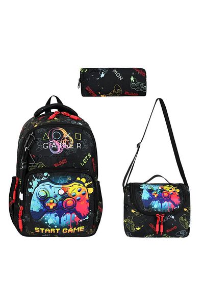 YİGİT BUTİK Yigit Butik Gamer Printed 3-Piece Boy's School Bag