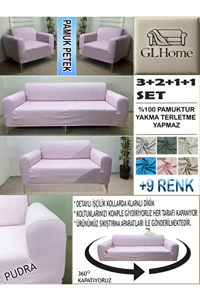 Home %100 PAMUK PETEK KUMAŞ 3+2+1+1 KOMPLE GİYDİRME KANEPE&ÇEKYAT, BOHEM, PORTO, vb. MODEL KOLTUK KILIFI