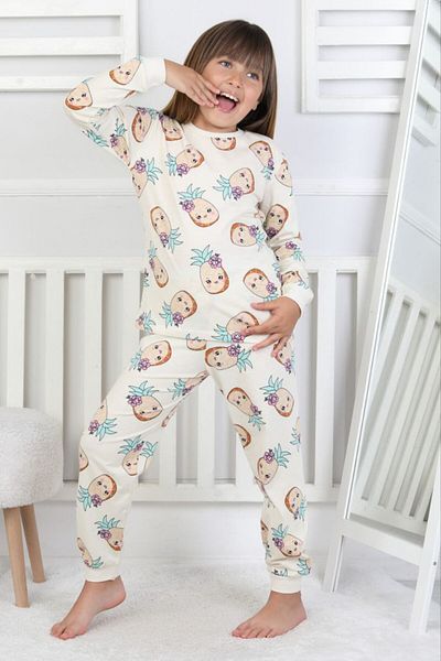 Fidekids Isobel Kids Pineapple Pattern Girls' Long Sleeve Pajamas Set
