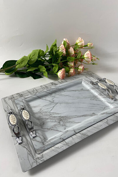 DS Home&Design 2'li Paslanmaz Çelik Kahve ve Çay Tepsisi