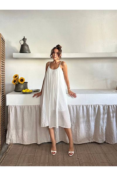 S&A Collectionn Women's Thin Strap Loose Cut Lined Knee Length Midiboy Tulle Dress