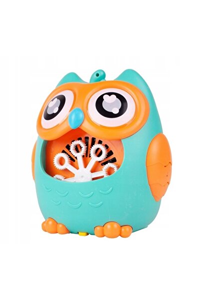OEM Mașină de bule Bufniță cu muzică și lumină + sticlă cu lichid, 14,5 x 12,5 x 10 cm, portocaliu/albastru, 3+