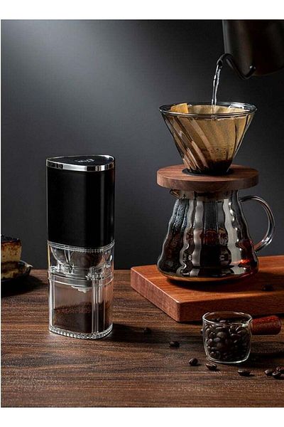 Generic Portable Electric Coffee Grinder, Compact Automatic Conical Burr Grinder Coffee Bean Grinder with Mu