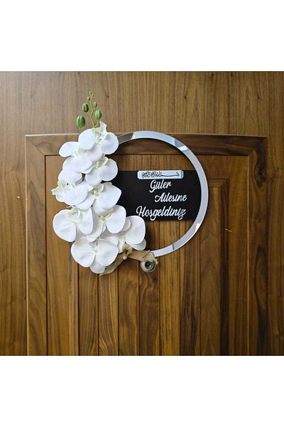 Marka Tasarim Door Ornament Plexiglass Silver Lettering on Wood 30X30Cm
