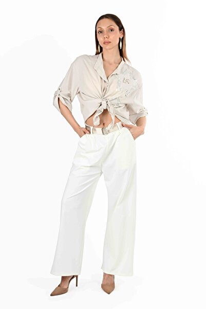 VETTA قميص مرصع باللؤلؤ