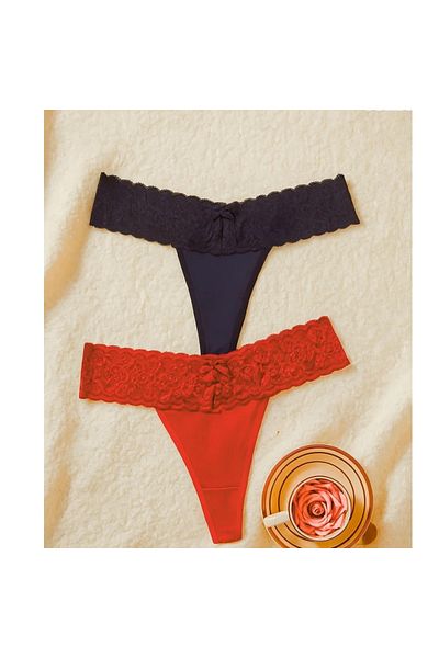 Emsay Store Romantic Series Original Plus Size Available Sexy String Panties with Lace Set of 2