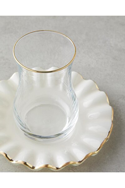 English Home Lustre Cam 8 Parça 4 Kişilik Çay Seti 170 Ml Krem-gold