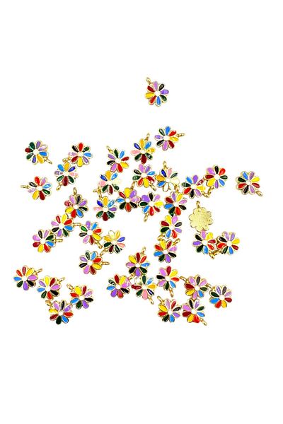 yiğit aksesuar Does Not Darken Colorful Daisy Model Necklace Bracelet Anklet Tip 10 Pieces