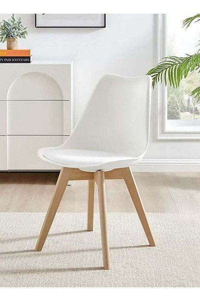 Taimi 7-Piece Dining Set, Rectangular Dining Table | 140x60x75cm with 6 White Chairs Soft Padded Seats