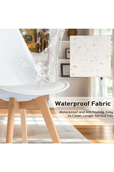 Taimi 5-Piece Dining Set, Rectangular Dining Table | 120x60x75cm with 4 White Chairs Soft Padded Seats