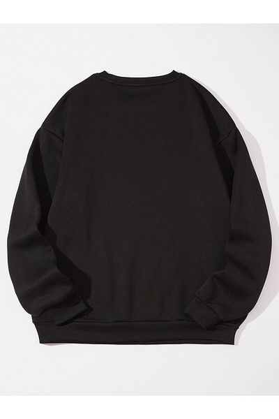 Boi New York Nyc Printed Unisex Oversize Μαύρο φούτερ με λαιμόκοψη