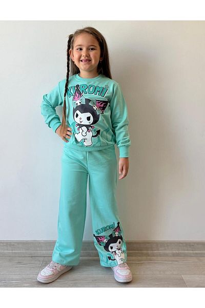 LİLLYPİCCA Girls' 2-Piece Set Character Patterned Sweatshirt and Wide Leg Pants