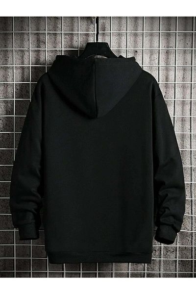 Boi Michelangelo Pursuing Dreams Printed Unisex Oversize Black Hooded Kangaroo Pocket Sweatshirt