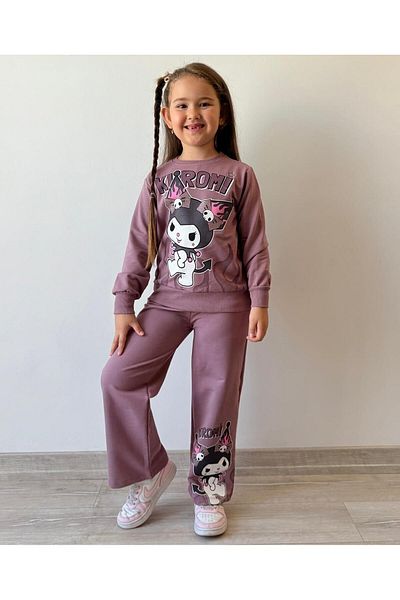 LİLLYPİCCA Girls' 2-Piece Set Character Patterned Sweatshirt and Wide Leg Pants